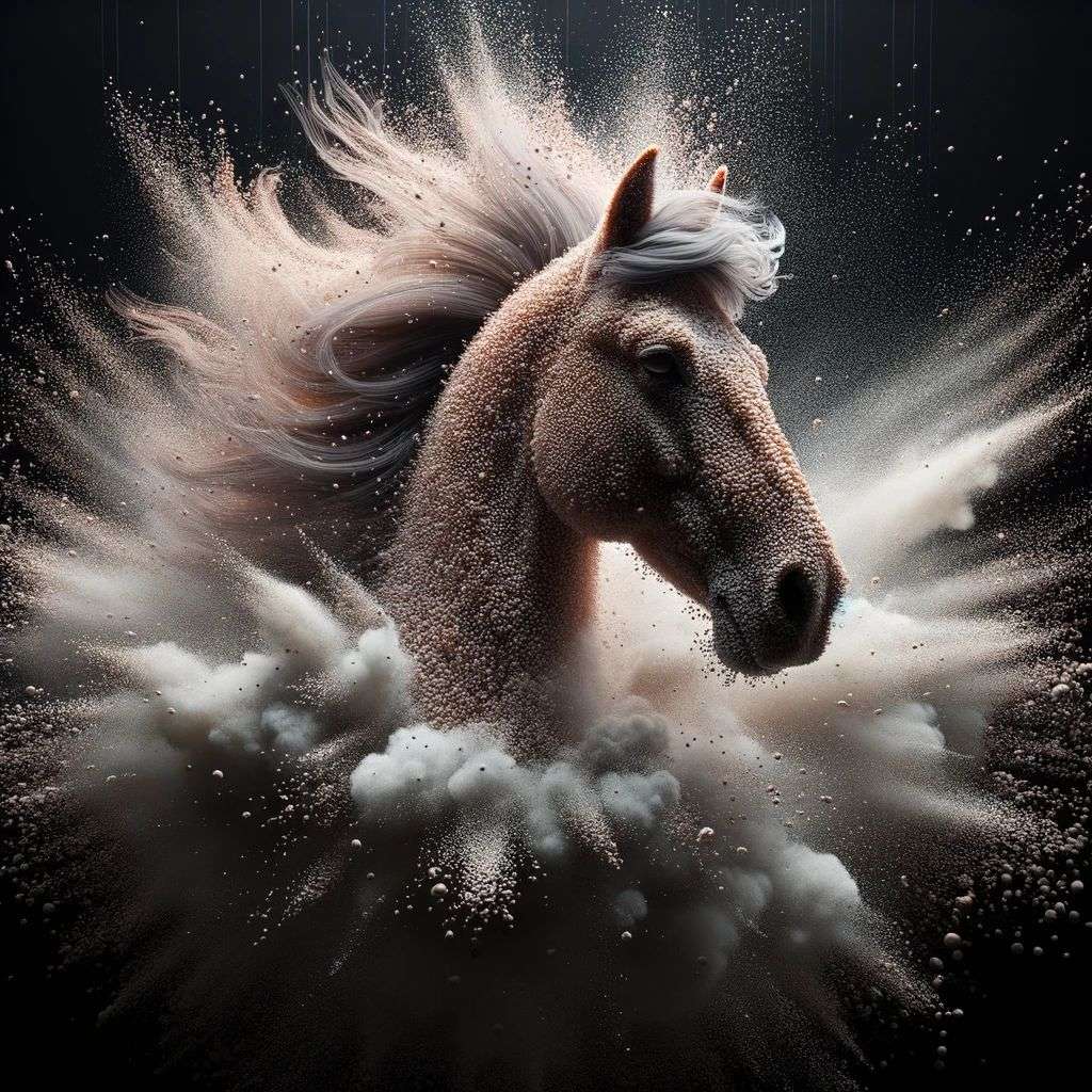 a horse, particle simulation, Octane render